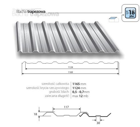 Trapezová krytina T 18 plus Trapezová krytina T 18 plus v Plechová strešná krytina, Trapezová krytina