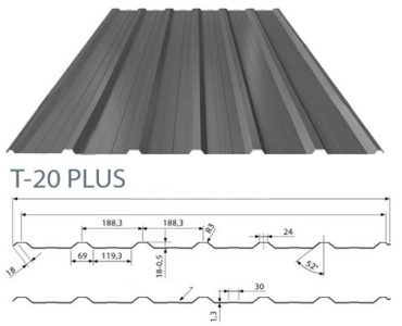 Trapezová krytina T 20 plus v Plechová strešná krytina, Trapezová krytina