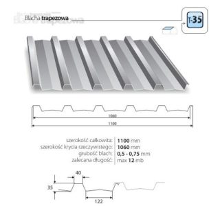 Trapezová krytina T 35 v Plechová strešná krytina, Trapezová krytina