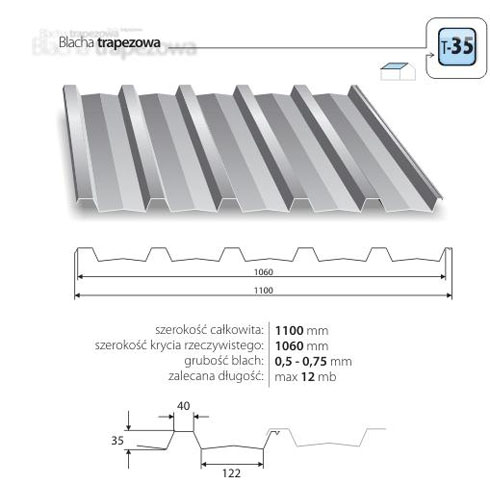 Trapezová krytina T 35 Trapezová krytina T 35 v Plechová strešná krytina, Trapezová krytina