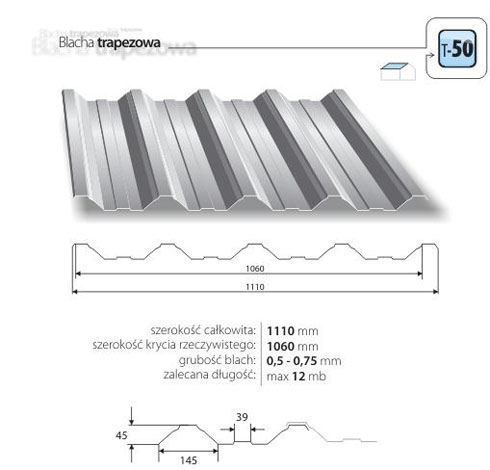 Trapezová krytina T 50 Trapezová krytina T 50 v Plechová strešná krytina, Trapezová krytina