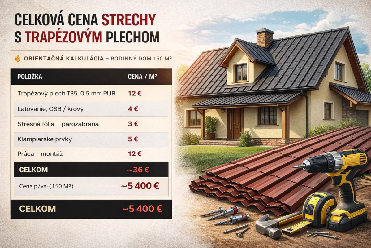 Trapézový plech na strechu – cena, typy a montáž